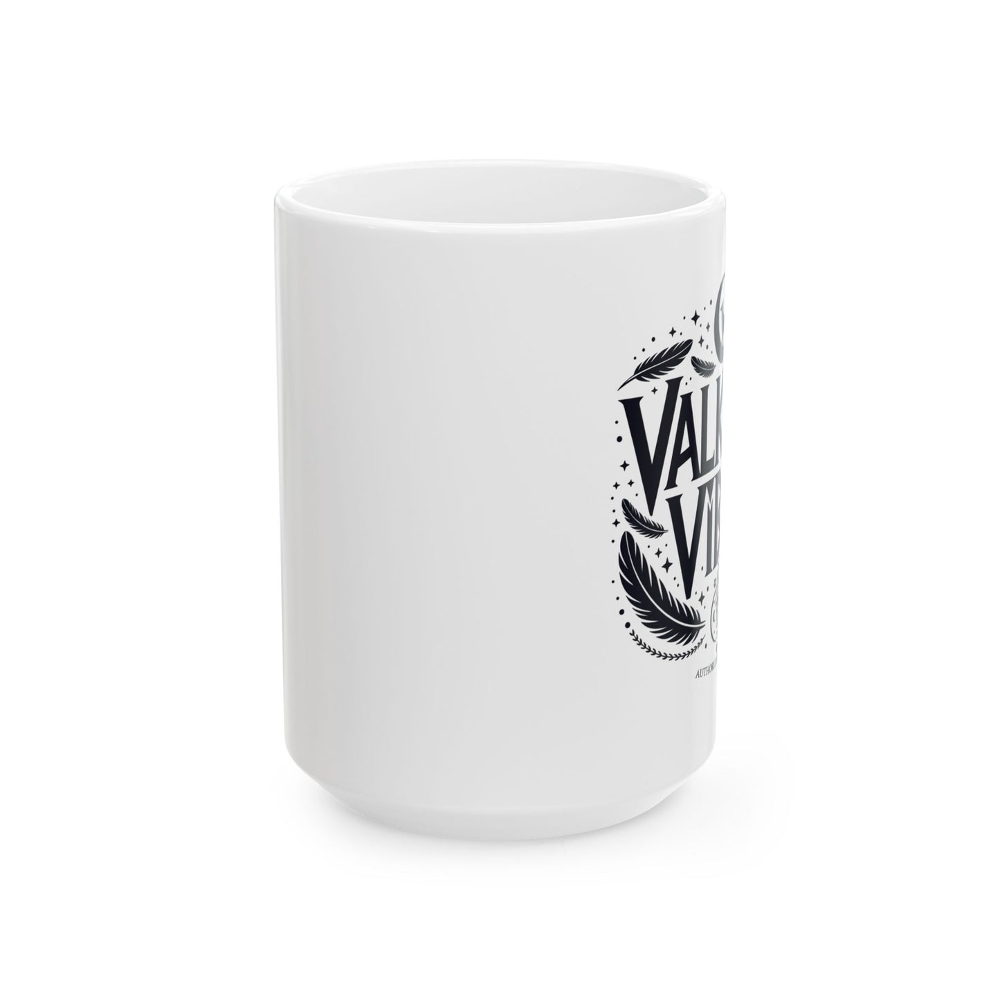 Valor & Virtue Ceramic Mug — Black Vintage Lettering Coffee Cup (11oz/15oz)