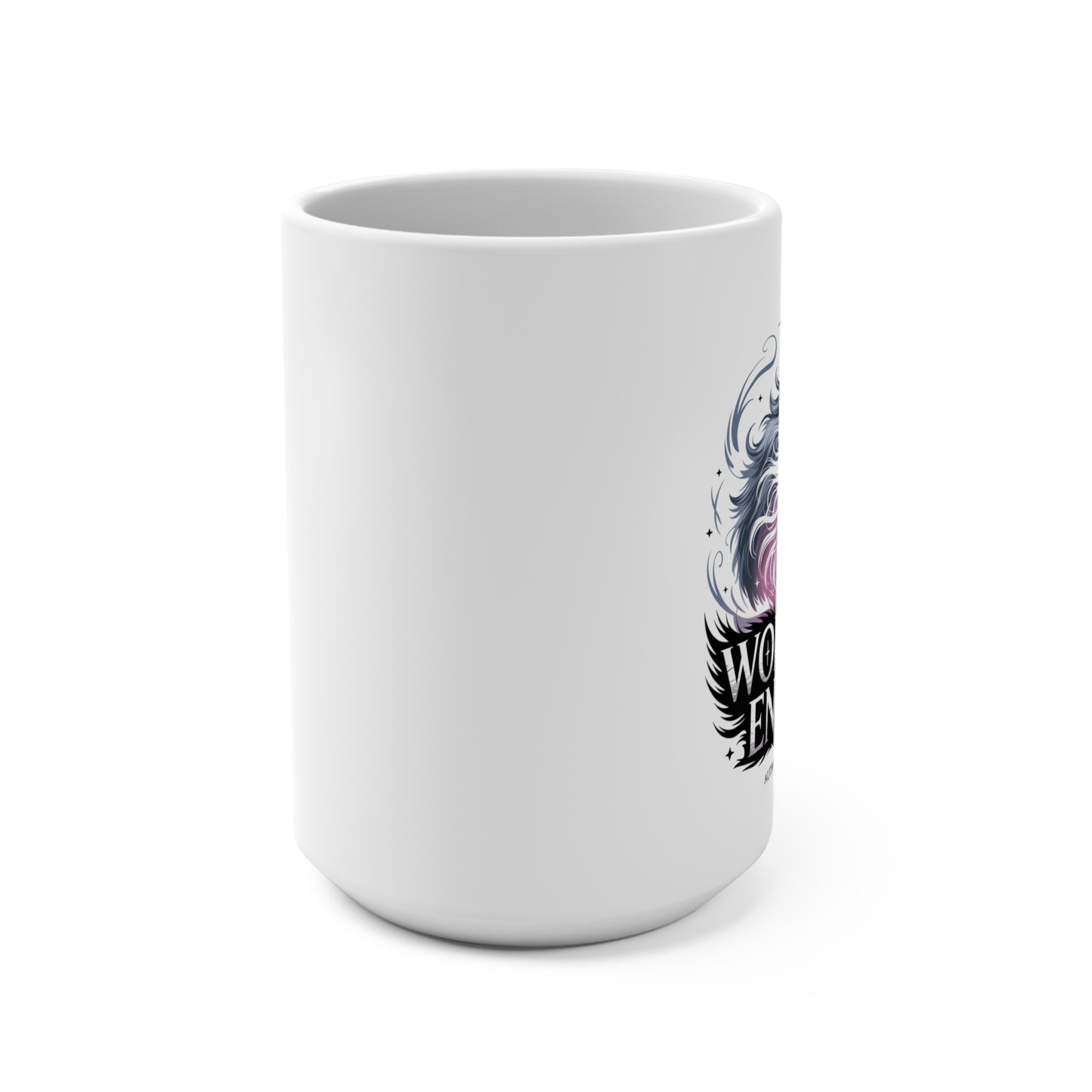 Wolf Girl Energy 15oz Ceramic Mug — Feminine Wolf Design, Gift for Women