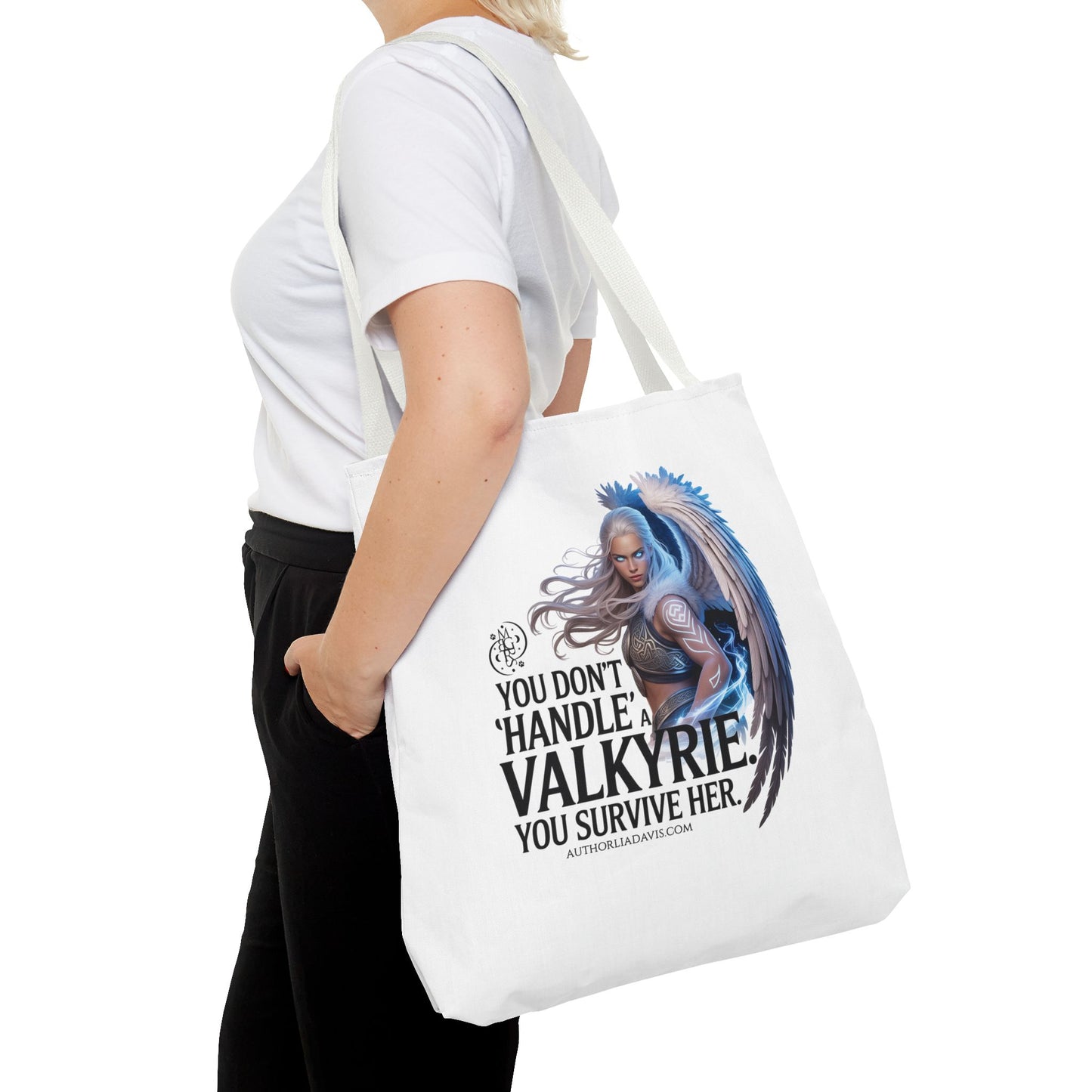 Valkyrie Tote Bag — "You Don’t 'Handle' a Valkyrie, You Survive Her" Warrior Winged Tote