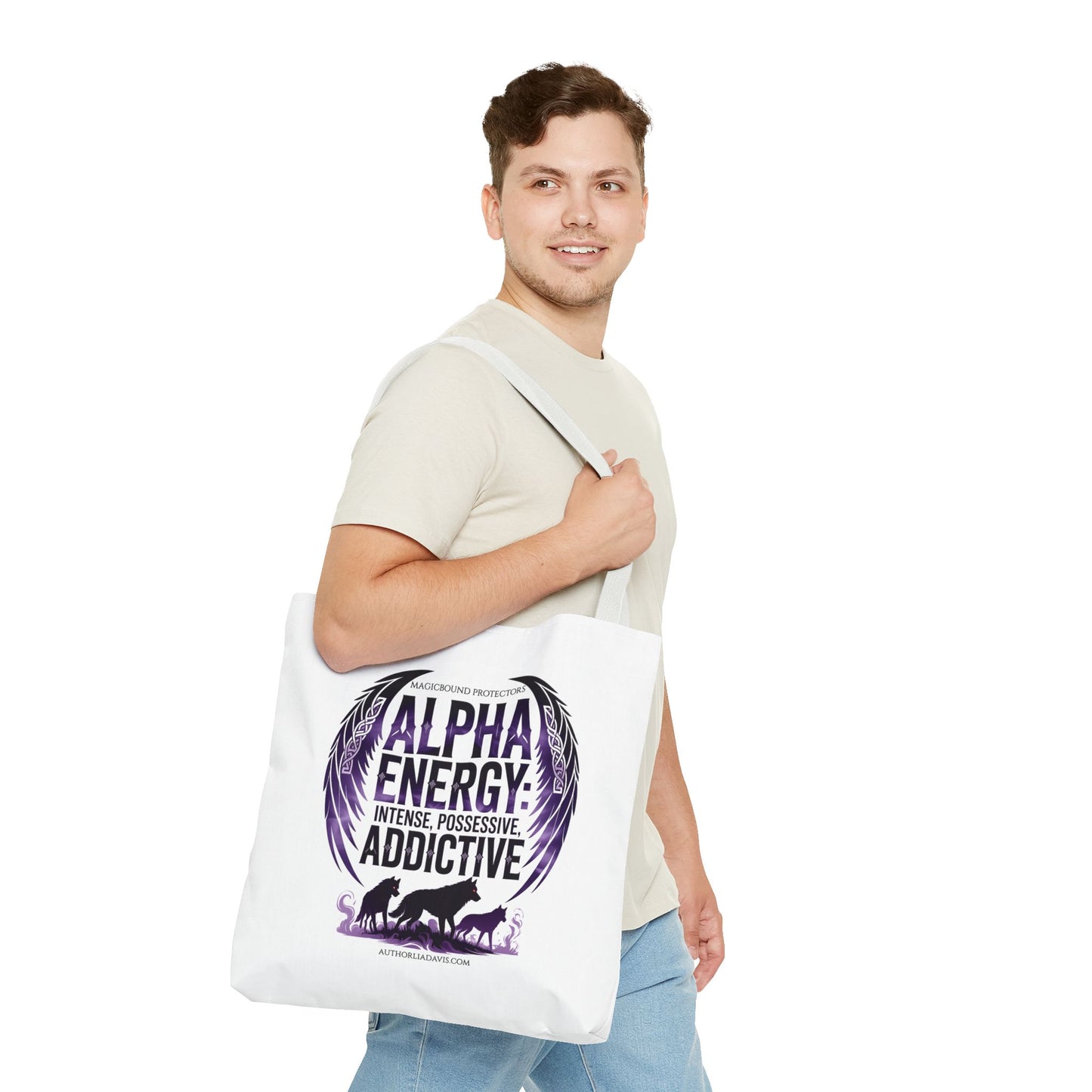 Alpha Energy Tote Bag – 'Alpha Energy: Intense, Possessive, Addictive' Graphic Tote