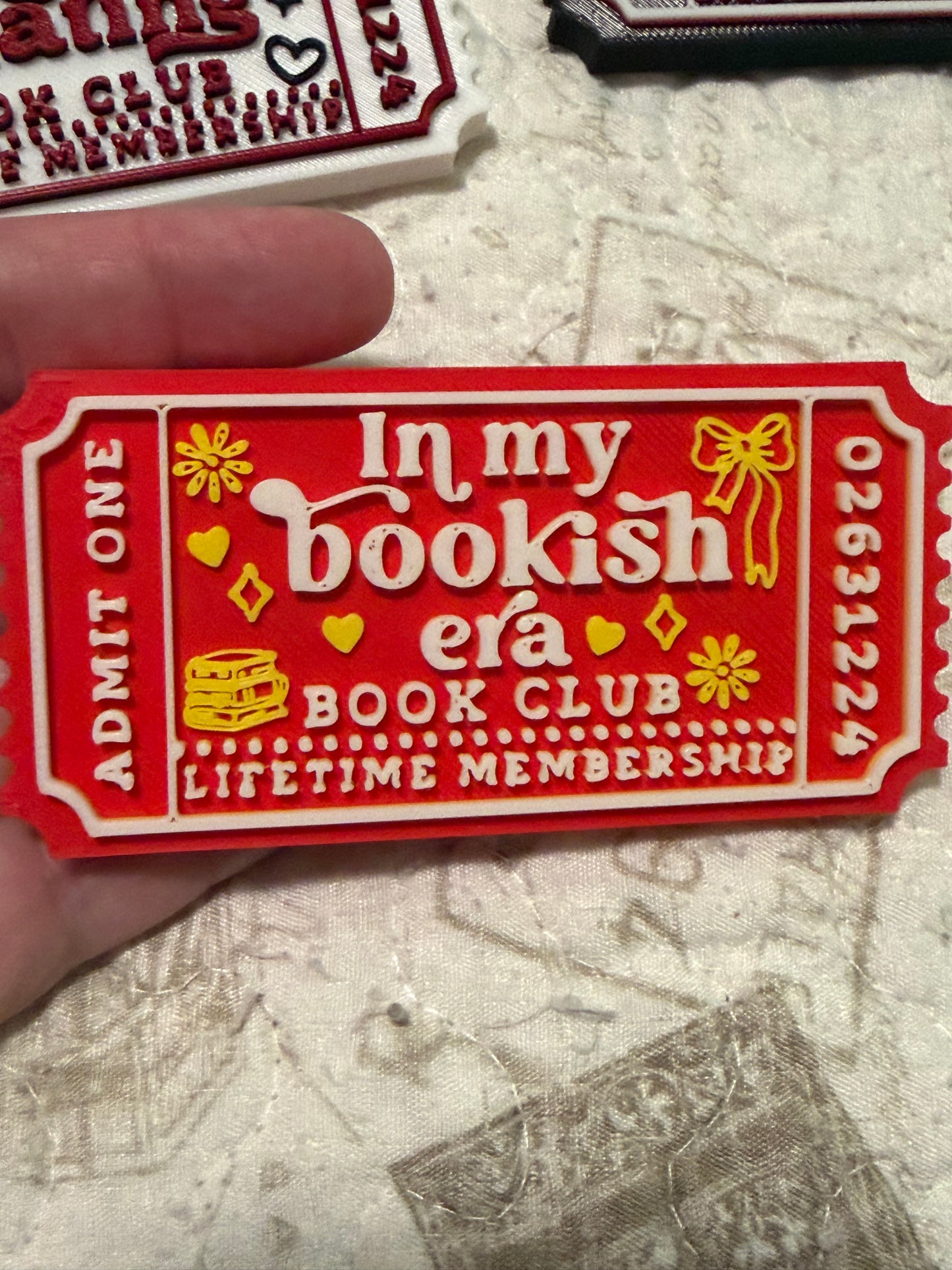 3D Printed Book Trope Ticket sign