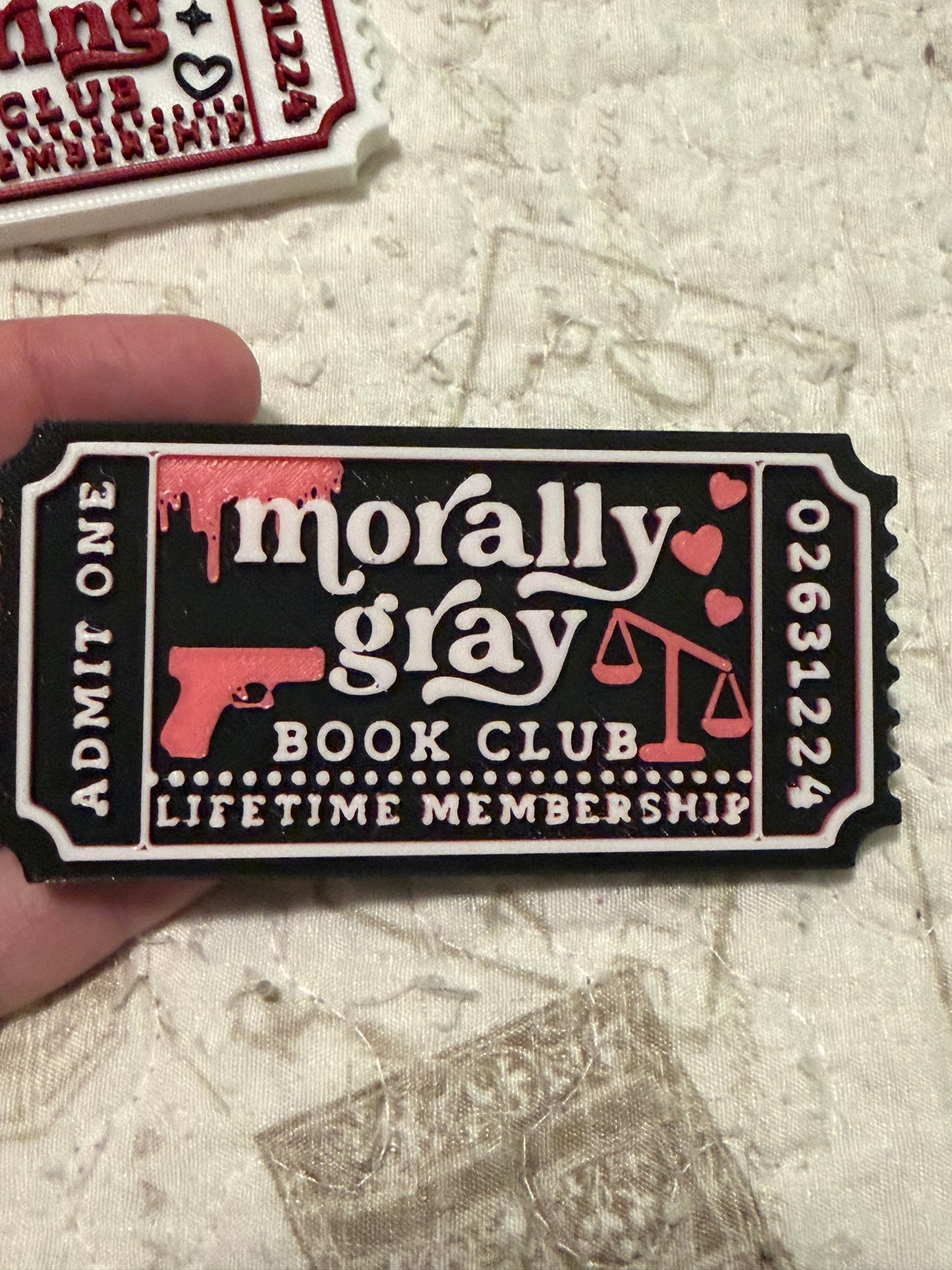 3D Printed Book Trope Ticket sign